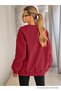 Women's Crew Neck Basic Oversize Sweatshirt Red - 5