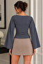 Women's Casual Bodycone Smoked Knitted Blouse - 3