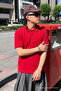 Men's Straight Fit Red Polo Collar T-Shirt - 2