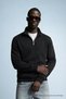 Men's Winter Knitted Collar Black Sweatshirt - 2