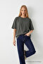 Women's Crew Neck Smoked Oversized T-Shirt - 3