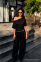 Women's Daily Casual Tight Black Crop Blouse - 2