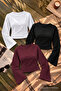 Women's Basic Wide Sleeve Crop Blouse 3-Piece