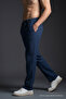 Men's Relaxed Wide-Leg Navy Blue Linen Trousers - 4