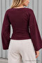 Women's Stylish Body-Hugging V-Neck Burgundy Blouse - 6