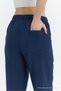 Linen Blended Loose Fitting Navy Blue Trousers - 8