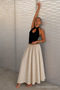 Women's Premium High Waist Elastic Beige Skirt - 3