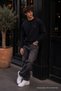 Knitted Winter Casual Black Men's Sweatshirt - 5
