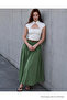 Women's Casual Elastic Waist Khaki Long Skirt - 4