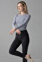 Women's Long Sleeve Crew Neck Gray Blouse - 2
