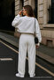 Women's Wide Leg Loose White Palazzo Pants - 5