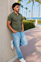 Men's Trend Polo Collar Casual Khaki T-Shirt - 3