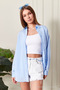 Light Blue Striped over Fit Women's Shirt Suitable for All Seasons - 6