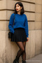 Women's Crew Neck Winter Oversized Cobalt Sweater - 4