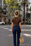 Women's Crew Neck Coffee Crop T-Shirt - 5