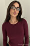 Women's Basic Premium Slim Fit Burgundy Crop T-Shirt - 3