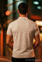 Men's Short Sleeve Gray Loose Polo Collar T-Shirt - 6