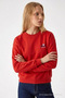 Women's Sorry Chest Print Red Sweatshirt - 2
