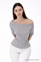 Women's Off-Shoulder Short Sleeve Gray Slim Blouse - 2