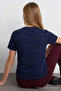 Women's Comfort Fit Basic Navy Blue Loose T-Shirt - 6