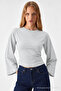 Women's Long Bat Sleeve 3-Piece Crop Blouse - 4