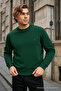 Dark Green Color Men's Crew Neck Sweatshirt - 3