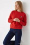 Women's Sorry Chest Print Red Sweatshirt - 4