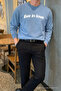 Live in Love Printed Cotton Men's Baby Blue Sweatshirt - 3