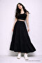 Women's High Waist Summer Layered Black Long Skirt - 5