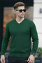 Men's Premium Green V-Neck Knit Sweater - 4