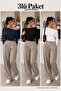 Women's Boat Neck Basic Slim Blouse 3-Piece
