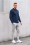 Men's Half Pat Winter Knitwear Navy Blue Sweater - 5