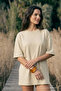 Women's Short Sleeve Crew Neck Beige T-Shirt - 2
