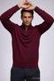 Men's Winter Loose Trendy Burgundy Knit Sweater - 6