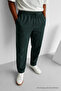 Men's Khaki Loose Linen Trousers with Elastic Waist - 2