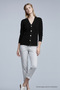 Women's Winter Comfortable V-Neck Black Knit Sweater - 5