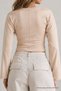 Women's Body-Fitting Short Cut Beige Blouse - 6