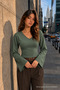 Women's Knitted Cotton Slim Cut Khaki Blouse