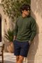 Knitted Long Sleeve Khaki Men's Sweatshirt