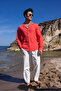 Men's Fuchsia Linen Textured Comfortable Fit Summer Shirt - 5
