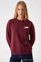 Women's Cmb Text Printed Burgundy Loose Sweatshirt