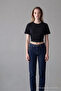Women's Wide Short Sleeve Black Crop T-Shirt