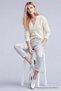 Women's Winter Comfortable V-Neck Ecru Knitwear Sweater