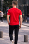 Men's Crew Neck Slim Basic Red T-Shirt - 5