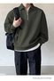 Dark Çağla Men's Sweatshirt - Half Zip and Comfortable - 2