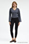 Women's V-Neck Long Sleeve Tight 3-Piece Blouse - 7