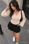 Women's V-Neck Casual Beige Blouse for the Off-Season - 2