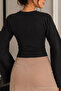 Women's Slim Off-Shoulder Black Cotton Blouse - 6