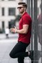 Men's Basic Red Comfort Polo Neck T-Shirt - 4