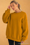 Damen-Sweatshirt mit Rundhalsausschnitt, Basic, Oversize, HELLBRAUN - 6